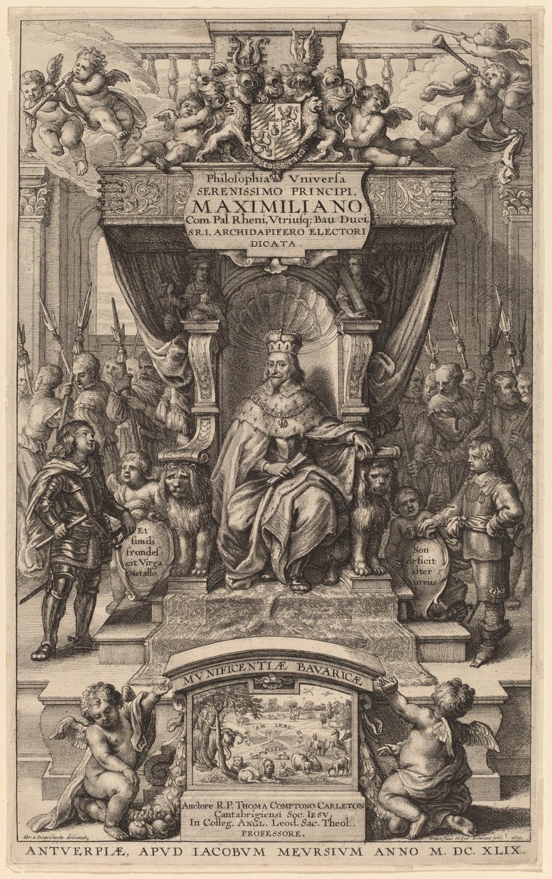 Titelside til "Universets filosofi" af Wenceslaus Hollar after Abraham van Diepenbeeck