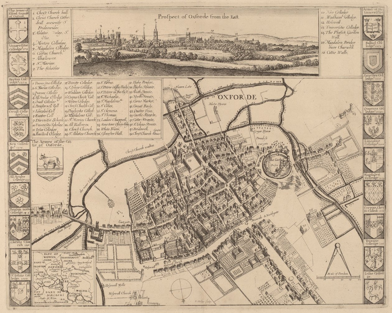 Udsigt til Oxford af Wenceslaus Hollar after D. Gage