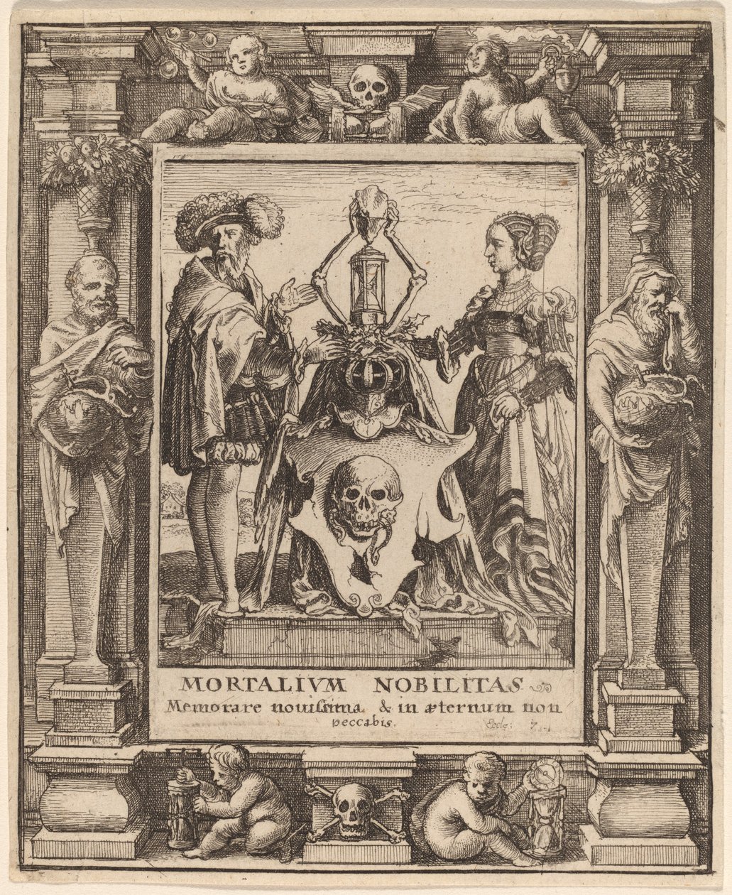 Dødens våbenskjold af Wenceslaus Hollar after Hans Holbein the Younger after Abraham van Diepenbeeck