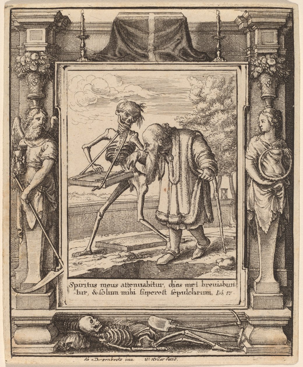 Gammel mand af Wenceslaus Hollar after Hans Holbein the Younger after Abraham van Diepenbeeck