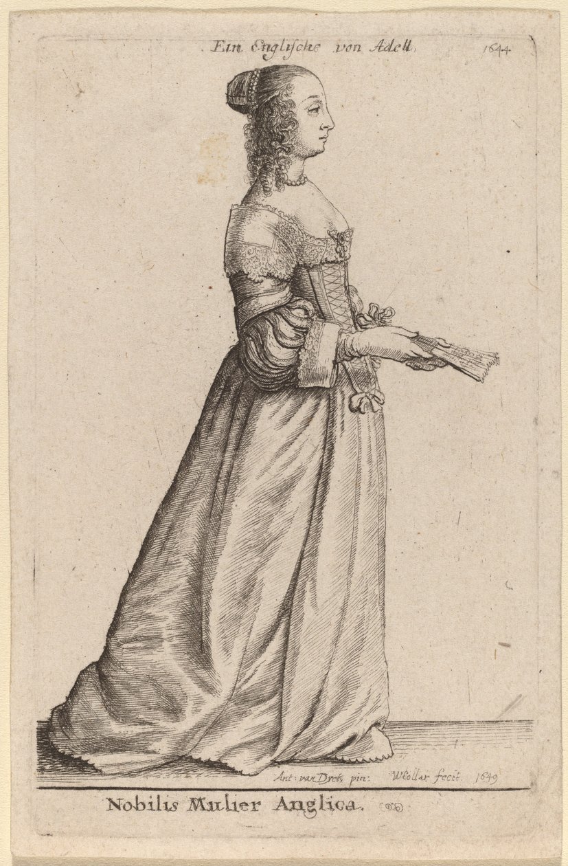 En ædel engelsk kvinde af Wenceslaus Hollar after Sir Anthony van Dyck