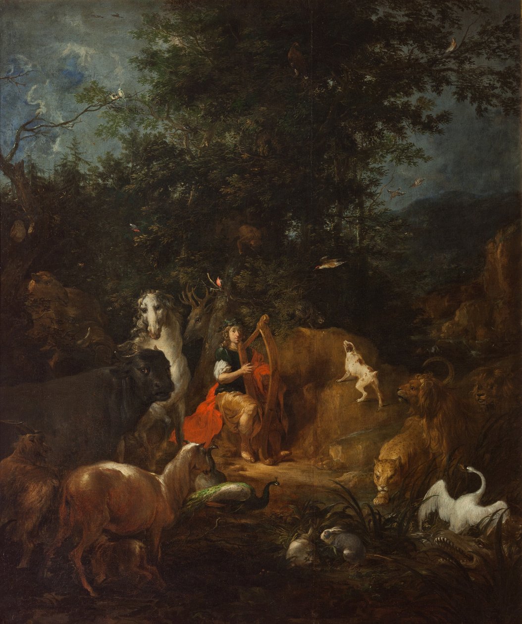 Orpheus med dyr i et landskab, før 1720 af Wenzel Lorenz Reiner