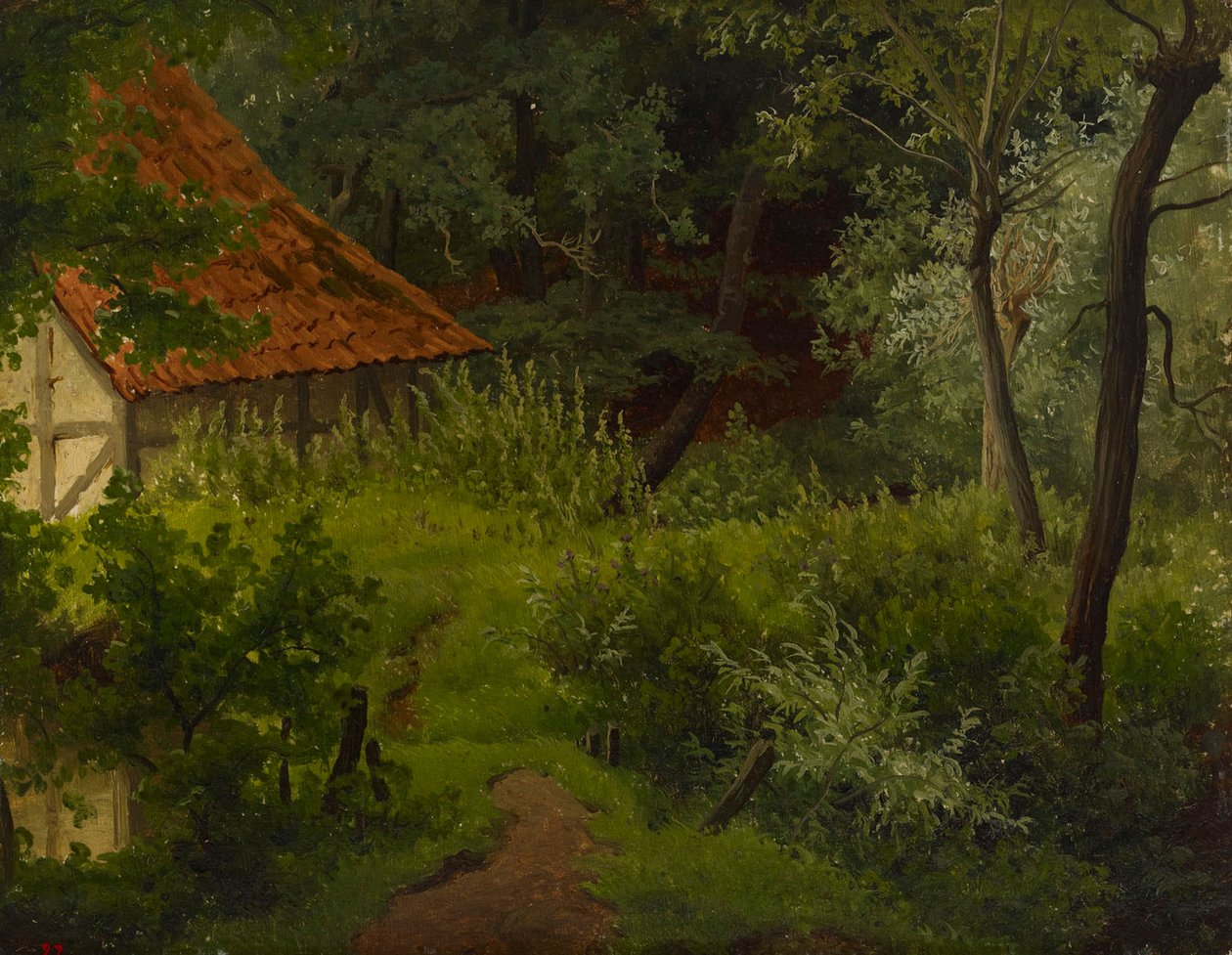Bondegård i skoven, studie af Werner Holmberg