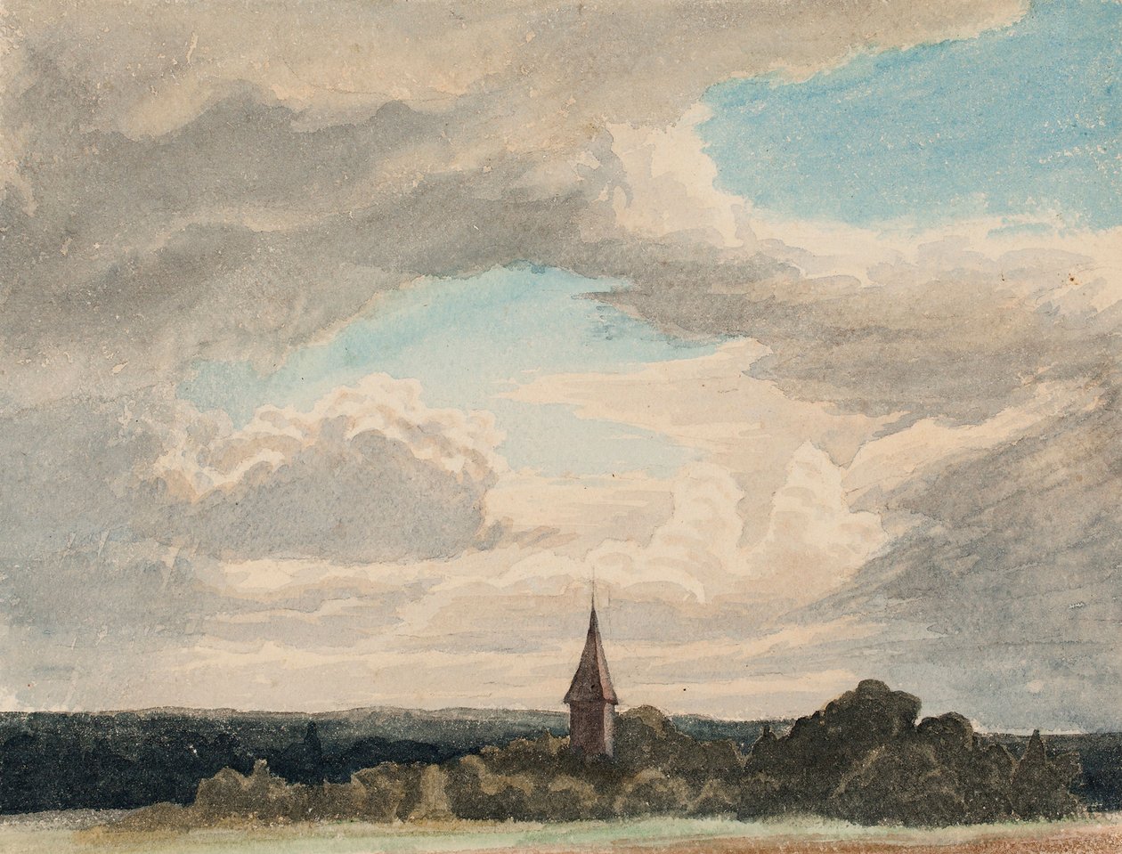 Kirkespir i et landskab i Odenthal, studie af Werner Holmberg
