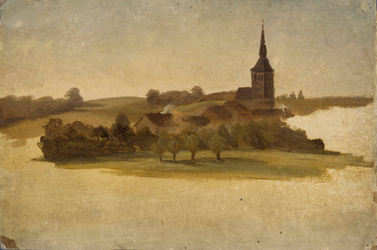 Udsigt mod Erkrath Kirke, studie af Werner Holmberg