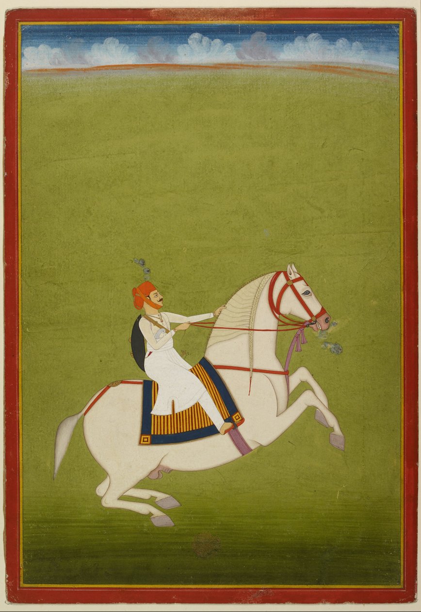 Monteret Rajput, begyndelsen af det 19. århundrede (gouache på papir) af West Indian School