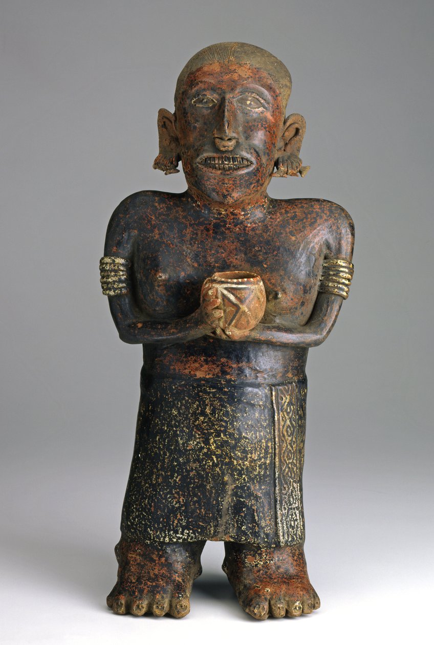 Stående kvindefigur, ca. 200 B.C.E.-300 C.E. (keramik med rød, hvid og sort slipmaling) af West Mexican
