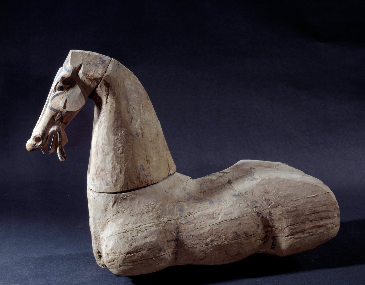 Kinesisk kunst: Træhest. Skulptur fra Han-tiden før. Paris, Musee Cernuschi af Western Han Dynasty Chinese School