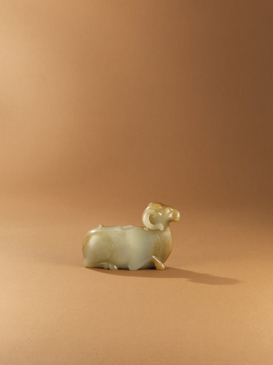 Ram-formet vandpotte (celadon jade) af Western Han Dynasty Chinese School