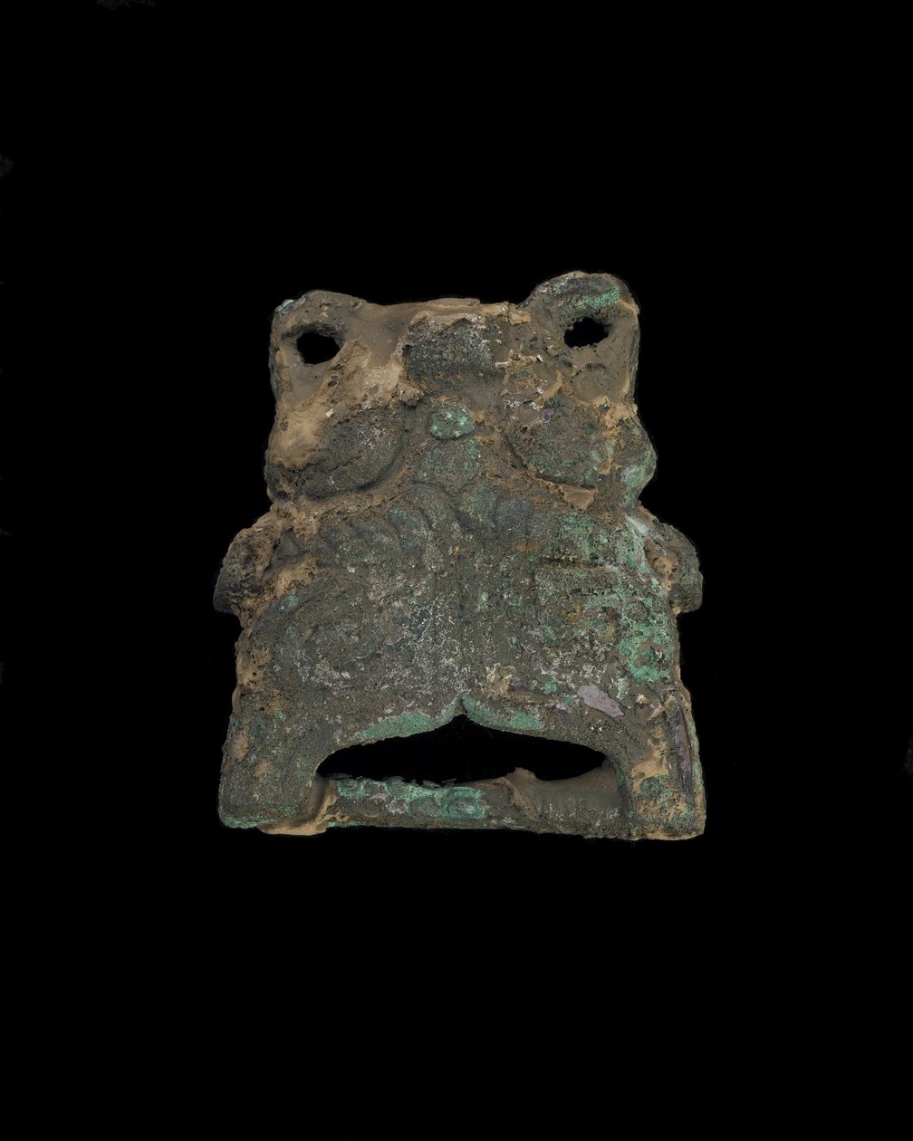 Ornament: grotesk dyremaske (bronze) af Western Zhou Dynasty Chinese School