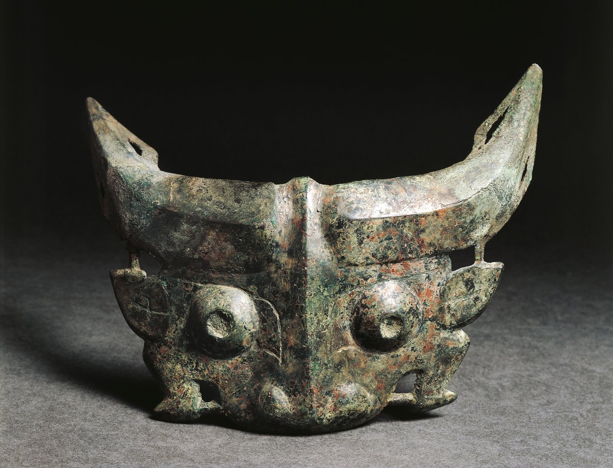 Rituel maske, der viser Taotie, Kina, det vestlige Zhou-dynastiet af Western Zhou Dynasty Chinese School