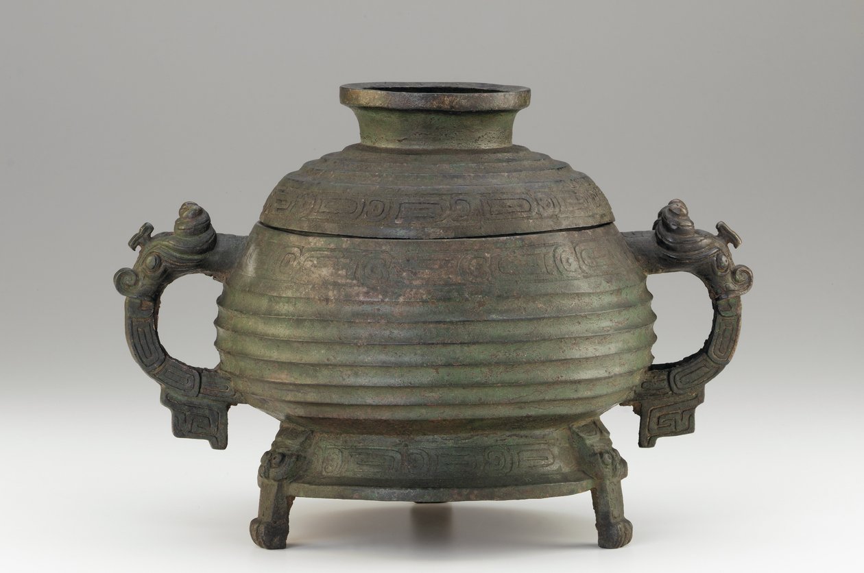 Fartøj (Kuei) og dæksel, 9.-8. århundrede f.Kr. (bronze) af Western Zhou Dynasty Chinese School