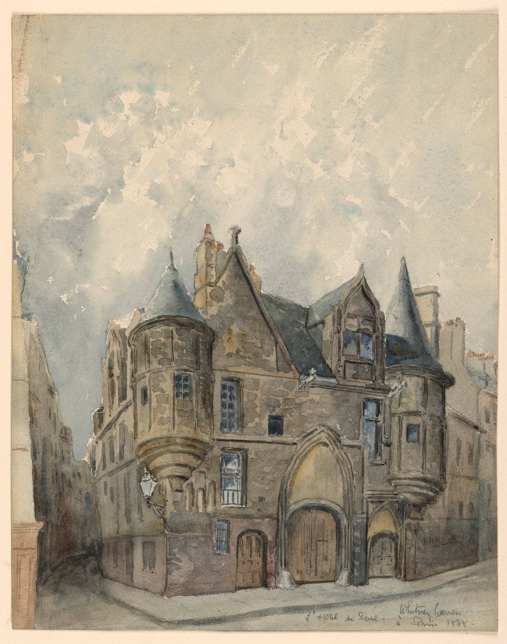 Tegning, Hotel de Sens, Paris, 1888 af Whitney Warren Jr.