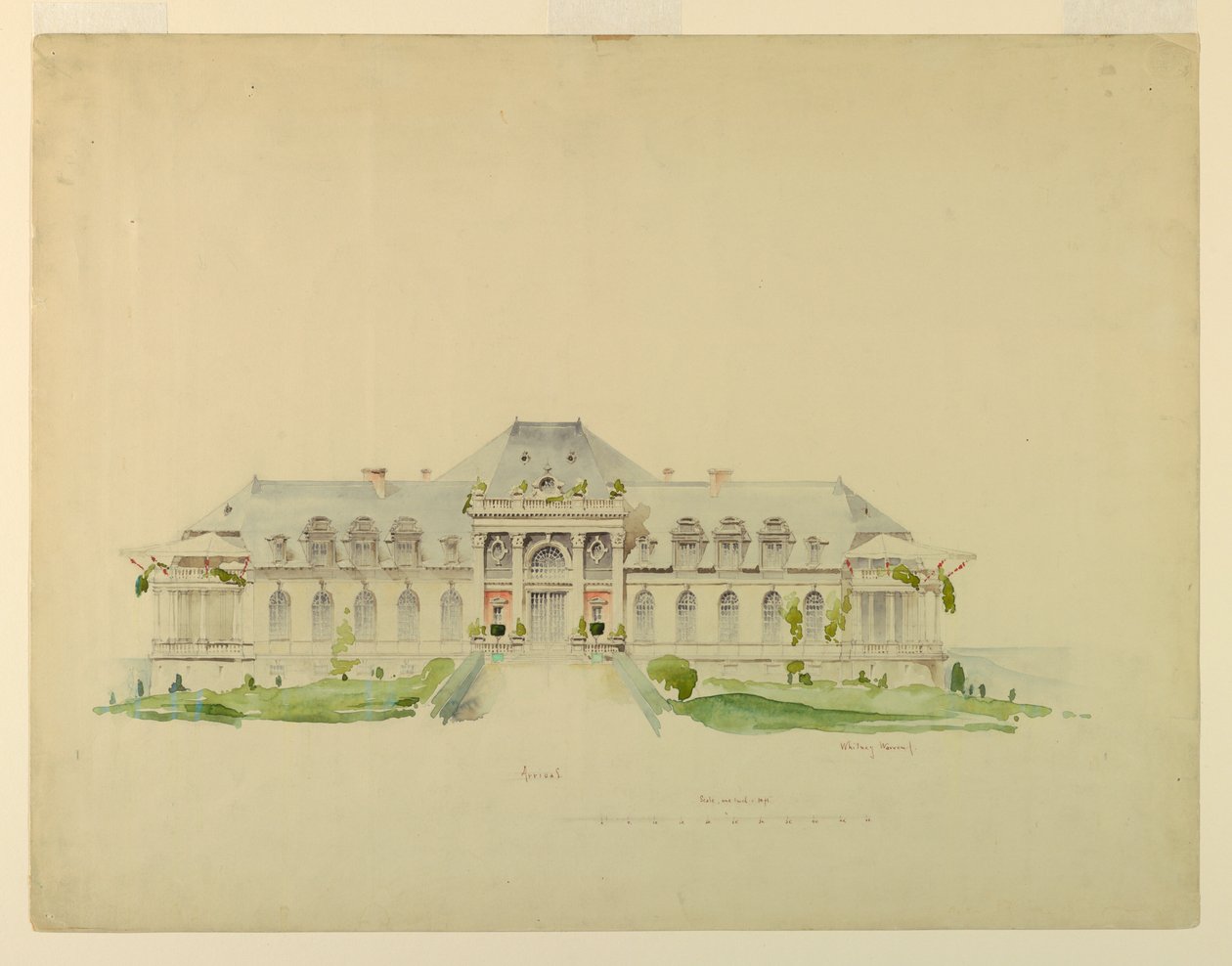 Front elevation af Newport Country Club, Harrison Avenue, Newport, Rhode Island af Whitney Warren Jr.