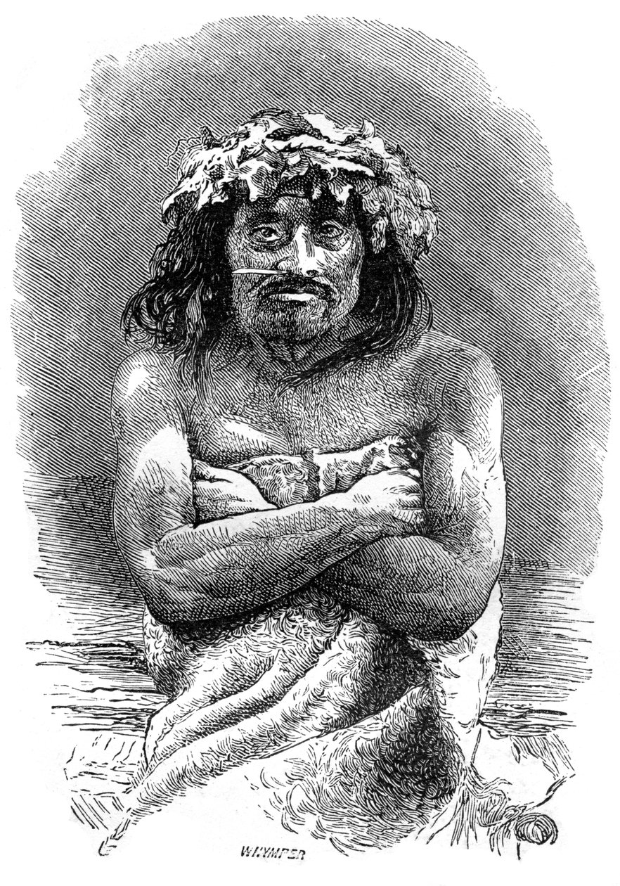 Indfødt person på Vancouver Island, British Columbia, 1800-tallet. af Whymper