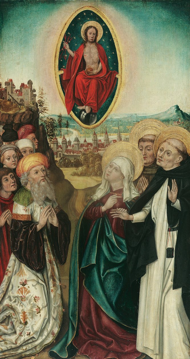vision af st Kristi dominik med de tre spyd af Wiener Maler (Umkreis Meister des Schottenaltars)
