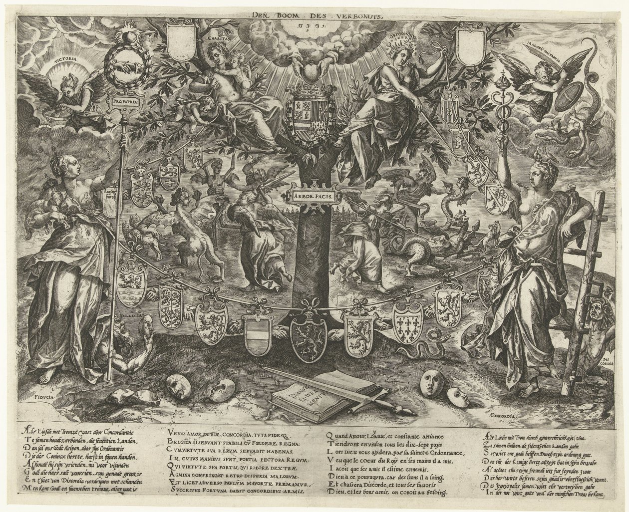 Pagtens træ, 1578 Pagternes træ / Arbor Pacis (titel på objekt) af Wierix