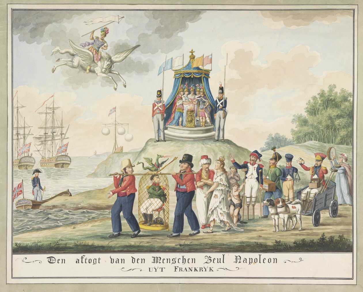 Napoleons eksil til Elba, 1814 AFOGT Van Menschen Beul Napoleon Uijt France (titel på objekt) af Wijnand Esser (attributed to)