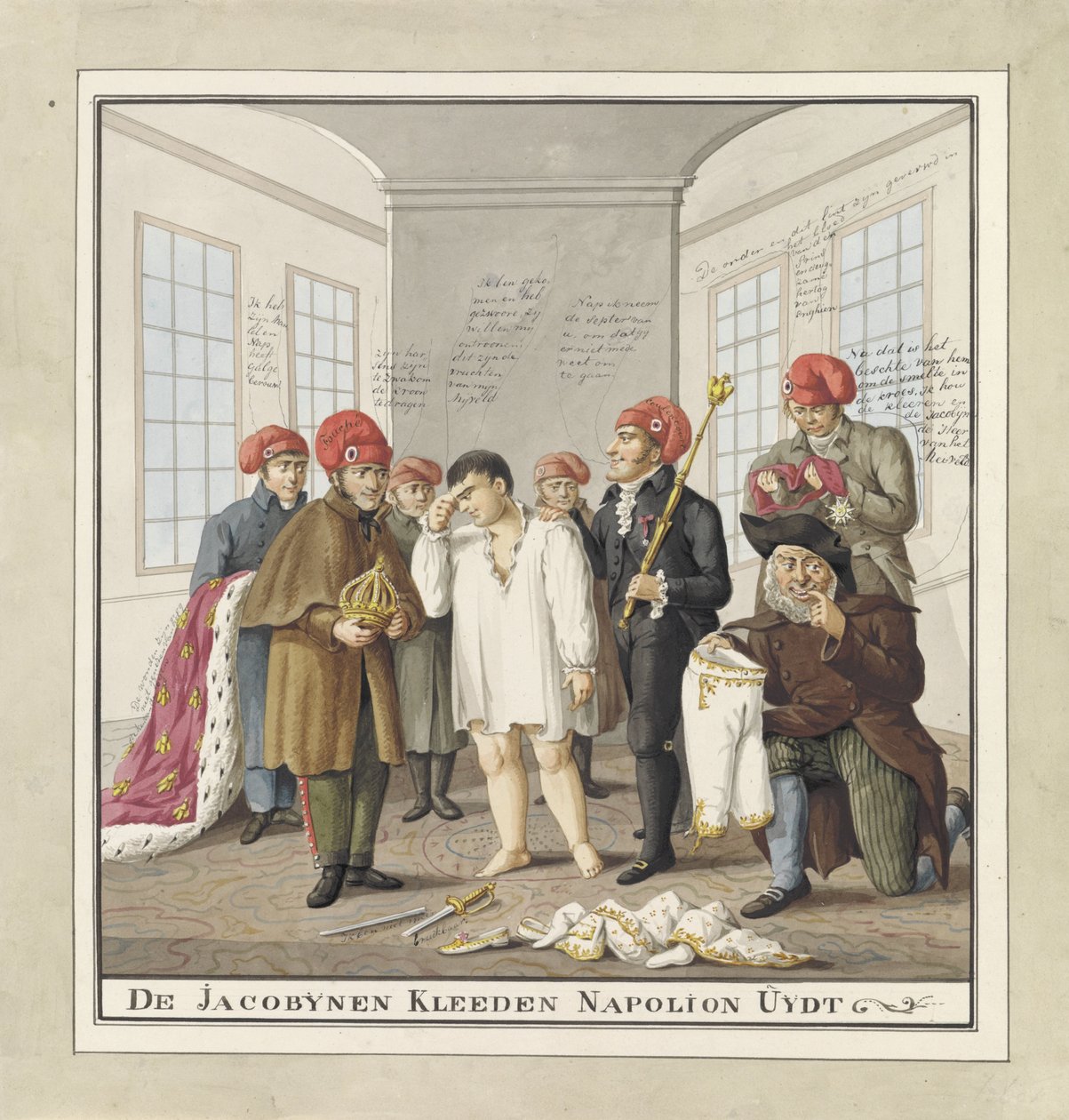 Napoleon nøgen af ​​jakobinerne, 1815 The Jacobin Cloth Napolion Uijdt (titel på objekt) af Wijnand Esser