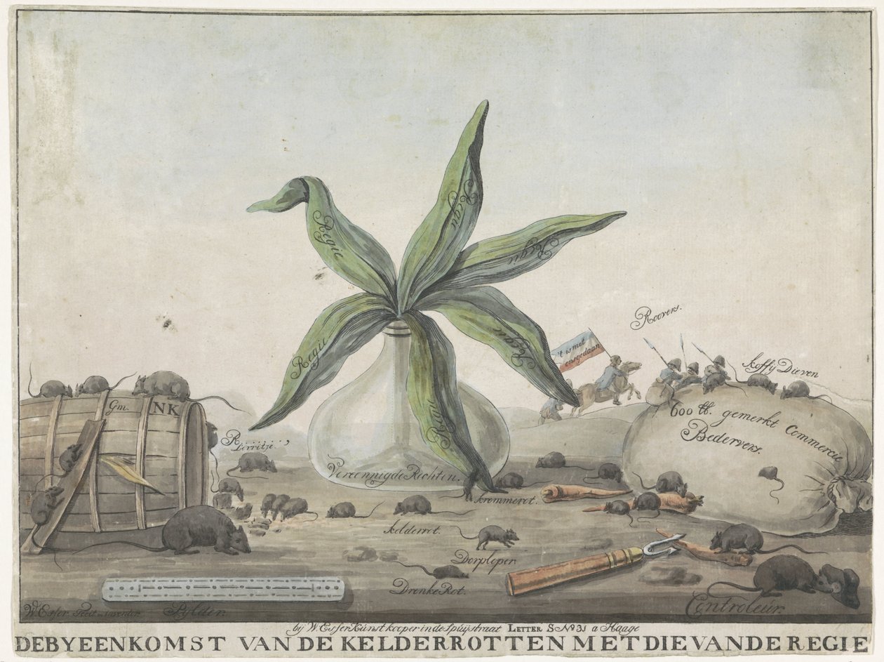 Tegnefilm om franske skikke, 1813-1814 The Gathering of the Basement Rotten med direktørens (titel på objekt) af Wijnand Esser
