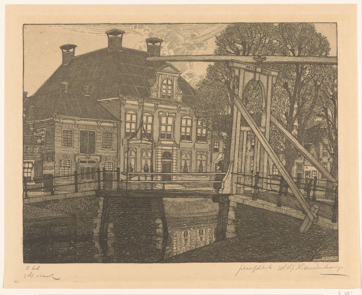Aris Bro og Yderhavn i Edam The Mansion (original titel) af Wijnand Otto Jan Nieuwenkamp (signed by artist)