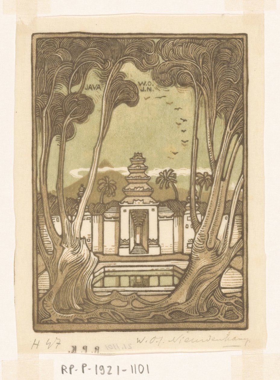 Kirkegård i Jogyakarta på Java Holy Cemetery, Java (original titel) af Wijnand Otto Jan Nieuwenkamp (signed by artist)
