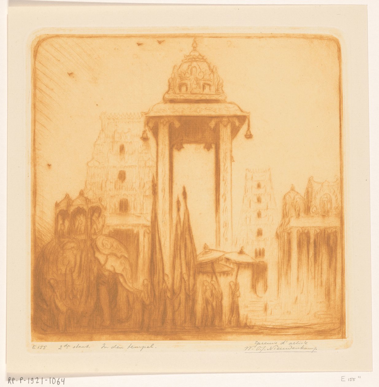 Gården til et tempel i Britisk Indien In the Temple (original titel) af Wijnand Otto Jan Nieuwenkamp (signed by artist)