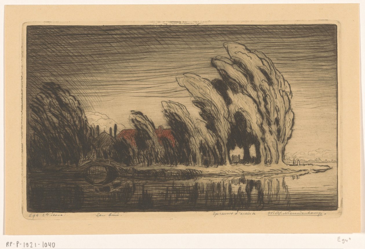 Gård på vandet i en storm A Storm (original titel) af Wijnand Otto Jan Nieuwenkamp (signed by artist)