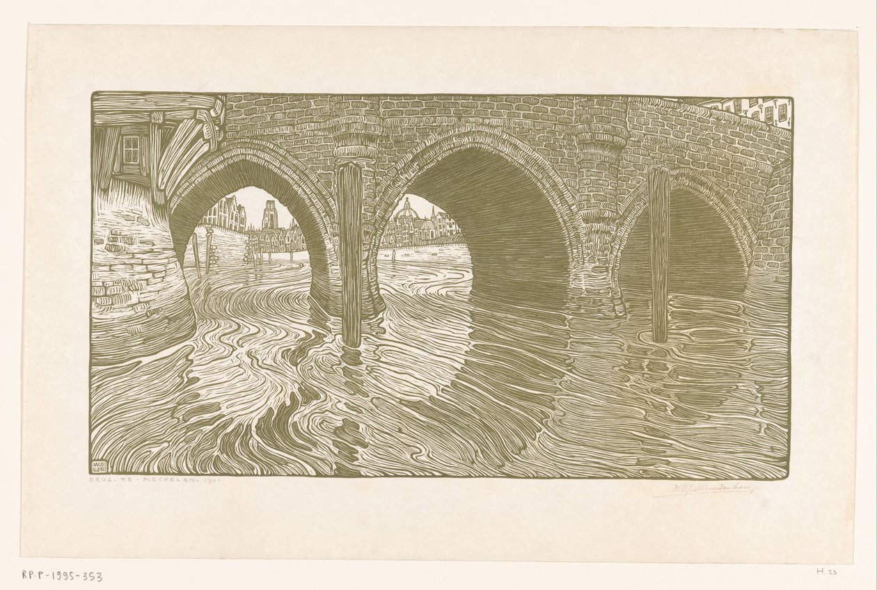 Bro i Mechelen (original titel) af Wijnand Otto Jan Nieuwenkamp (signed by artist)