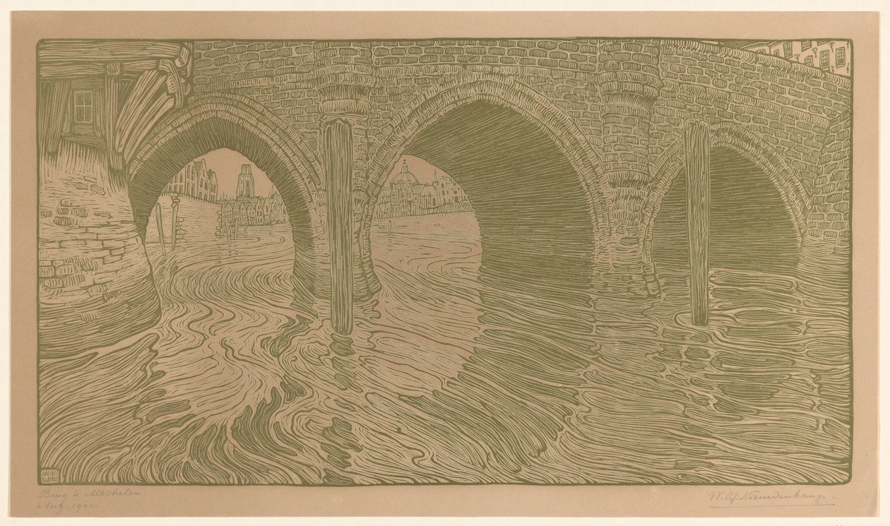 Bro i Mechelen (original titel) af Wijnand Otto Jan Nieuwenkamp (signed by artist)
