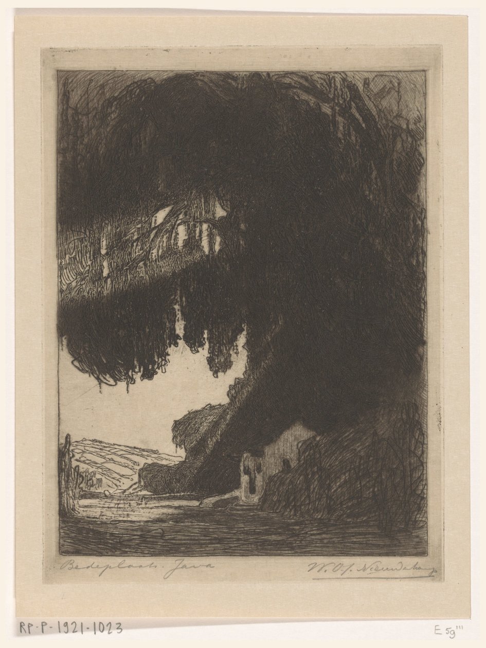 Kinesisk kapel nær Semarang på Java Sted for tilbedelse (original titel) af Wijnand Otto Jan Nieuwenkamp (signed by artist)