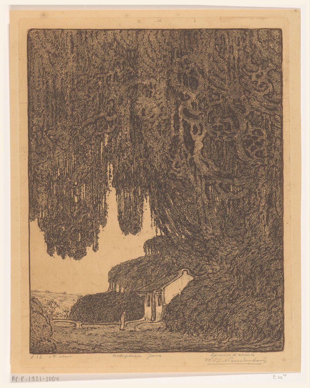 Kinesisk kapel nær Semarang på Java Kinesisk sted for tilbedelse (original titel) af Wijnand Otto Jan Nieuwenkamp (signed by artist)