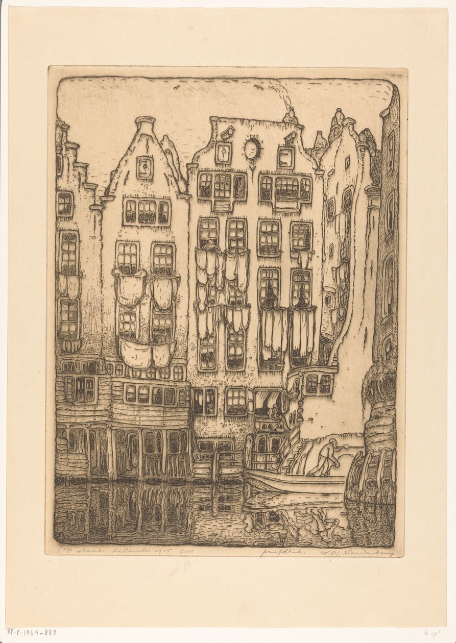 Kanalhuse på Sint-Olofssteeg i Amsterdam Amsterdam (original titel) af Wijnand Otto Jan Nieuwenkamp (signed by artist)