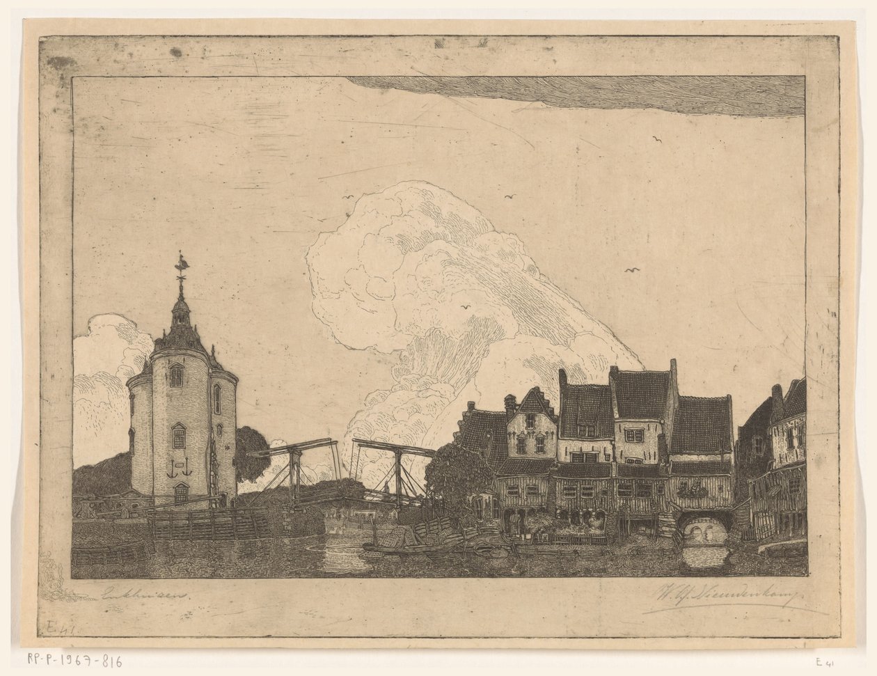 Havn i Enkhuizen (original titel) af Wijnand Otto Jan Nieuwenkamp (signed by artist)