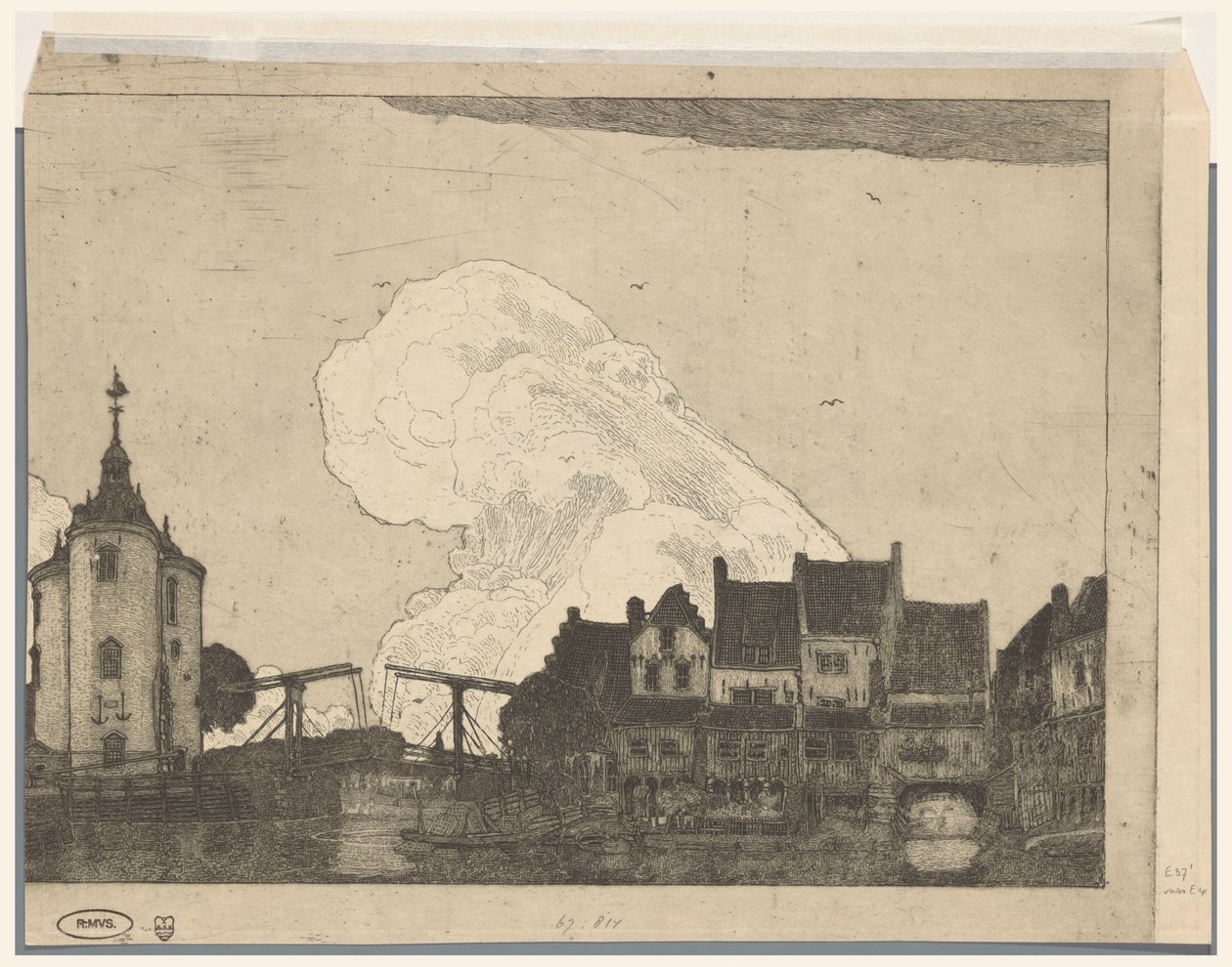 Havn i Enkhuizen (original titel) af Wijnand Otto Jan Nieuwenkamp (signed by artist)