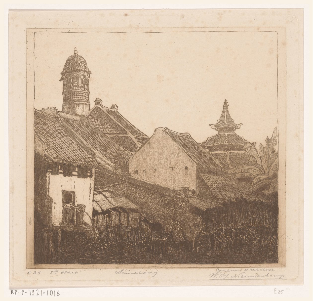 Huse på vandet i Semarang In Semarang (original titel) af Wijnand Otto Jan Nieuwenkamp (signed by artist)