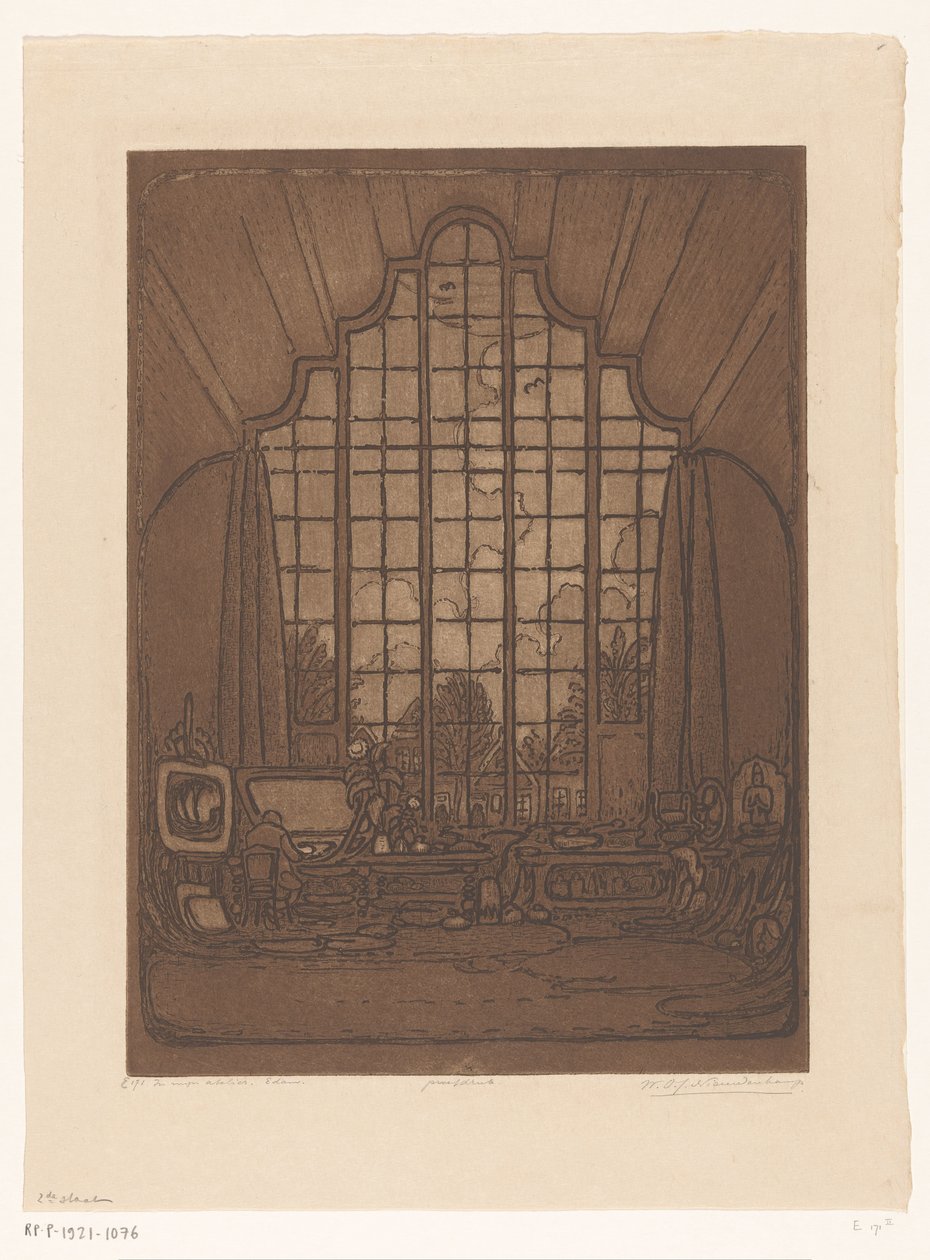 Interiør af Wijnand Otto Jan Nieuwenkamps studie på Het Marken i Edam I mit studie, Edam (original titel) af Wijnand Otto Jan Nieuwenkamp (signed by artist)