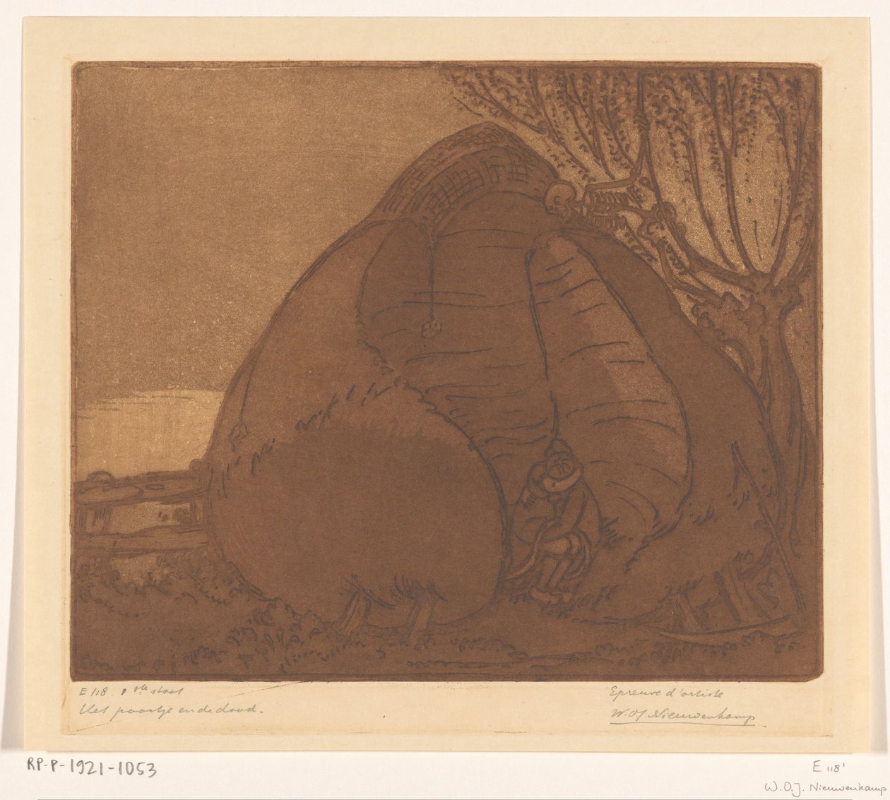 Mand og kvinde spioneret af Døden Parret og døden (original titel) af Wijnand Otto Jan Nieuwenkamp (signed by artist)