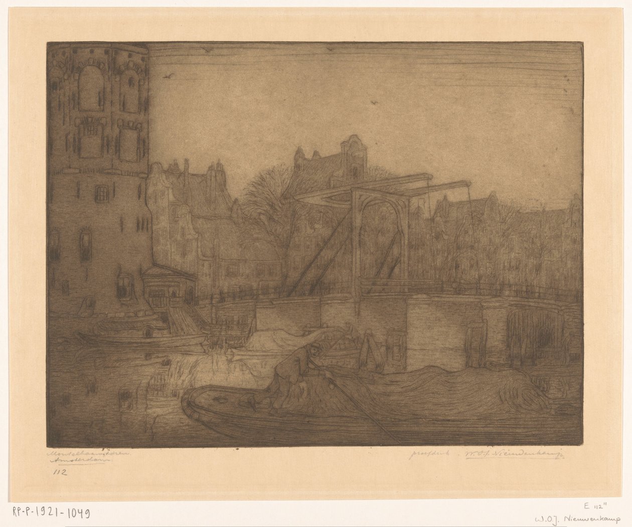 Montelbaanstoren, Amsterdam (original titel) af Wijnand Otto Jan Nieuwenkamp (signed by artist)