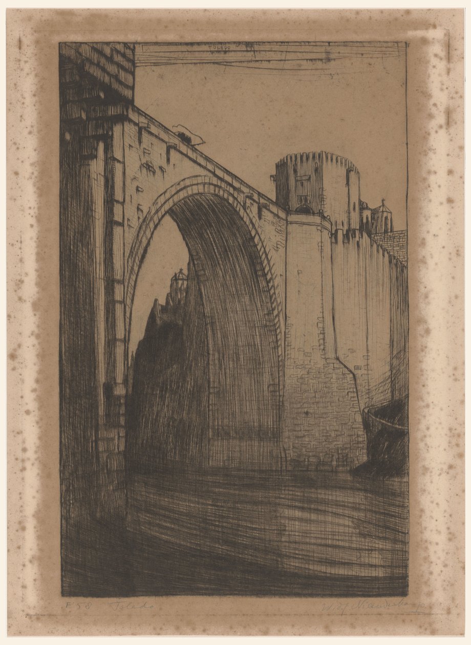 Alcantara-broen over Taag i Toledo Toledo, de oude brug (original titel) af Wijnand Otto Jan Nieuwenkamp (signed by artist)