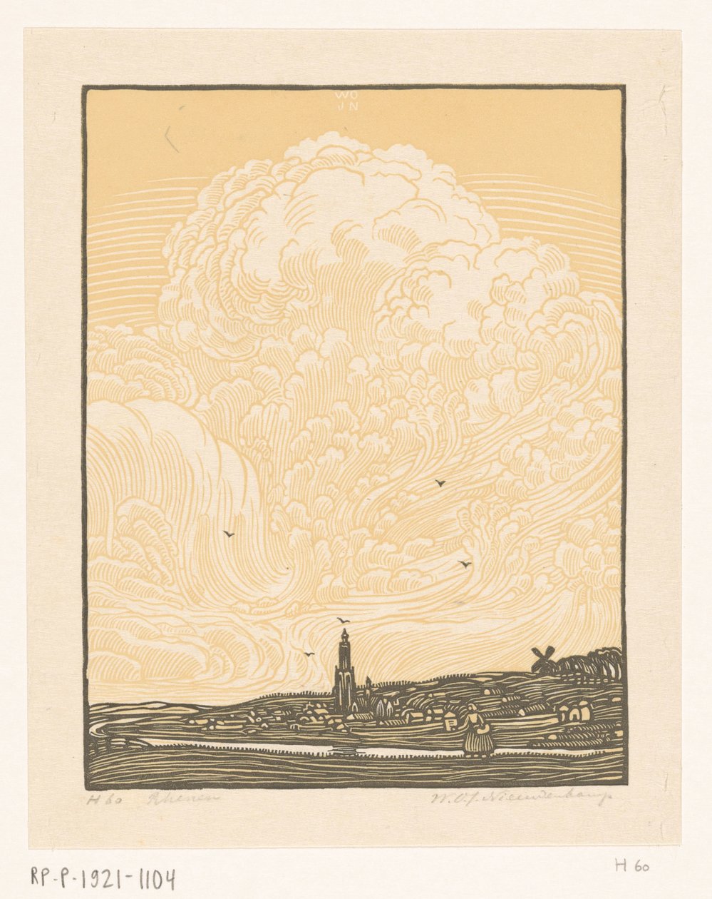 Rhenen (original titel på objekt) af Wijnand Otto Jan Nieuwenkamp (signed by artist)
