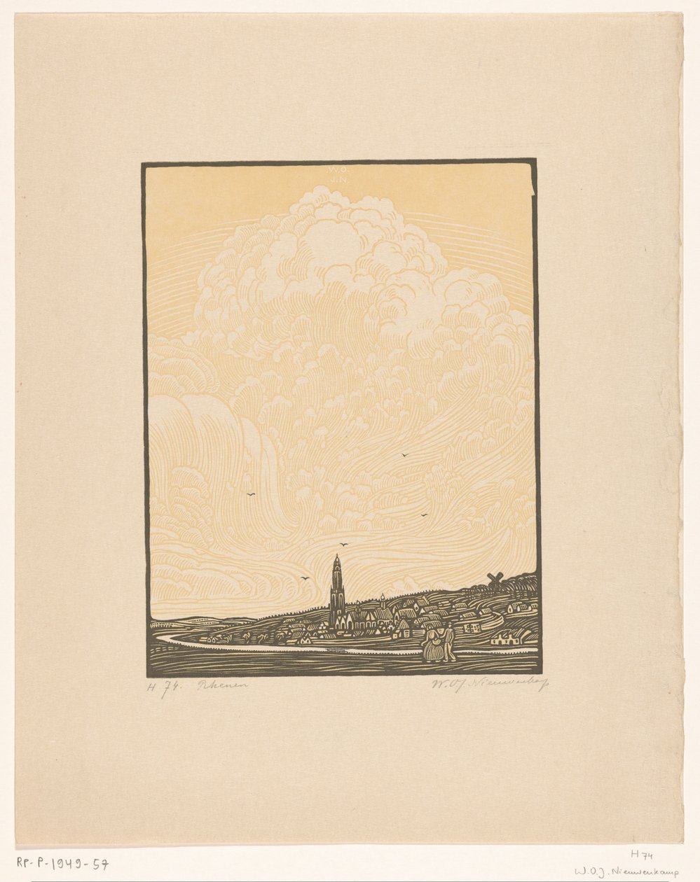 Rhenen (original titel på objekt) af Wijnand Otto Jan Nieuwenkamp (signed by artist)