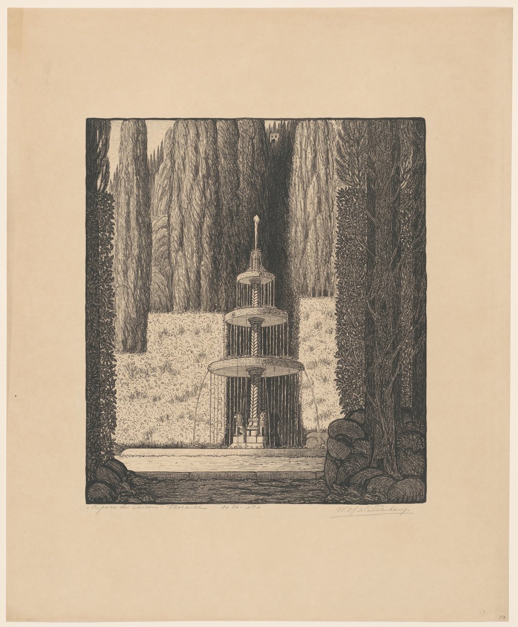 Resten af ​​biskopperne Firenze (original titel på objektet) af Wijnand Otto Jan Nieuwenkamp (signed by artist)