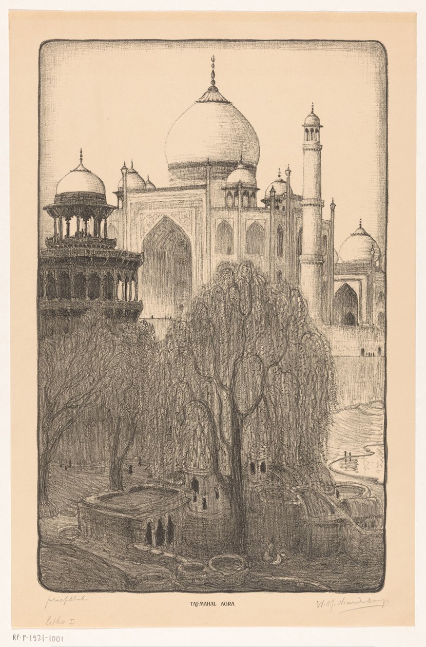 Taj Mahal, Agra (original titel på objektet) af Wijnand Otto Jan Nieuwenkamp (signed by artist)
