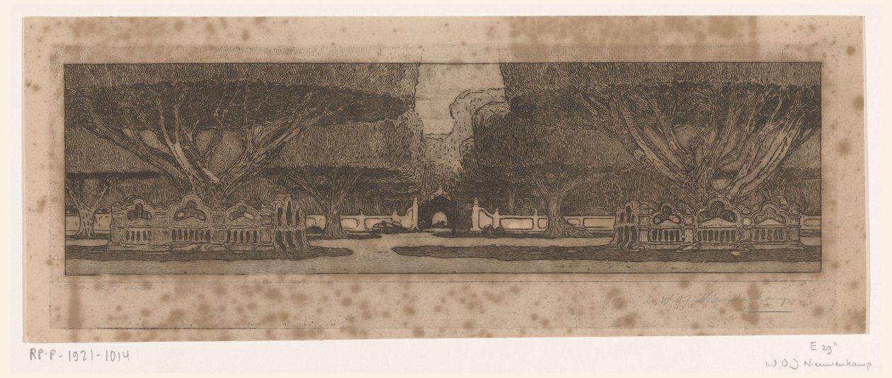 Waringin-træer i haven til sultanens palads i Jogyakarta I sultanens palads (original titel) af Wijnand Otto Jan Nieuwenkamp (signed by artist)