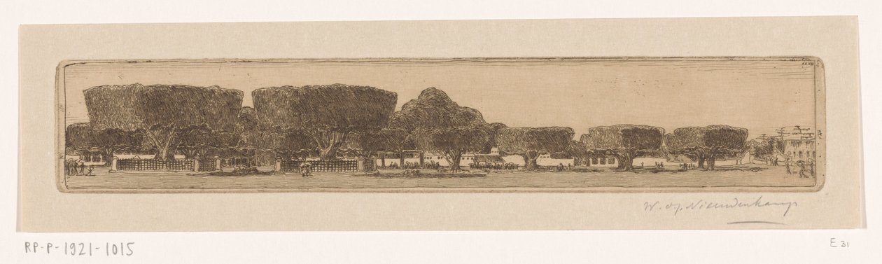 Waringin træer i haven til sultanens palads i Jogyakarta Plads i Jogjakarta (original titel) af Wijnand Otto Jan Nieuwenkamp (signed by artist)