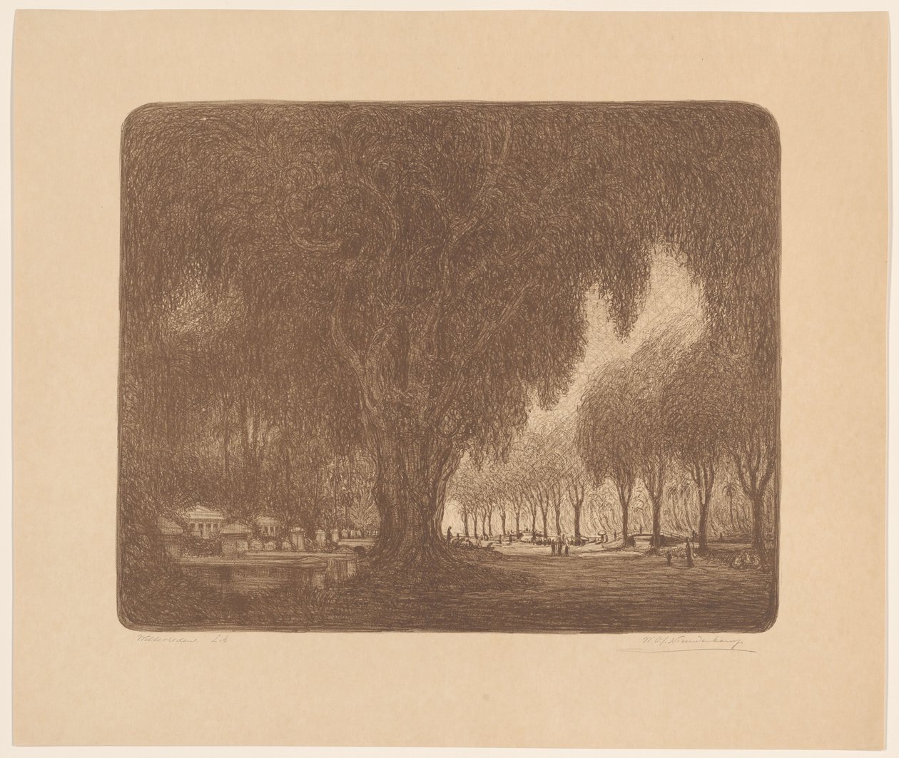 Weltevreden (original titel på objekt) af Wijnand Otto Jan Nieuwenkamp (signed by artist)