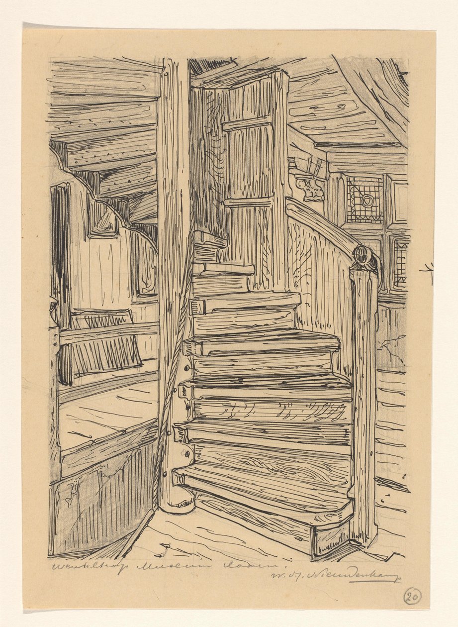 Vindeltrappe i Westfries Museum i Hoorn af Wijnand Otto Jan Nieuwenkamp (signed by artist)