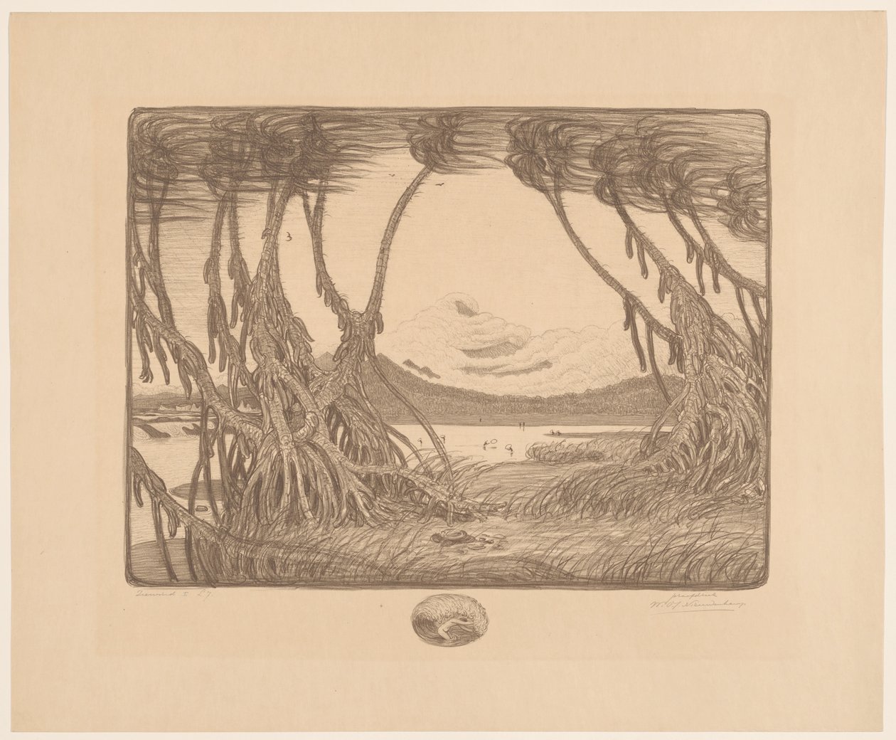 Havbrise, Javas sydkyst Sea Wind I (original titel på objekt) af Wijnand Otto Jan Nieuwenkamp (signed by artist)
