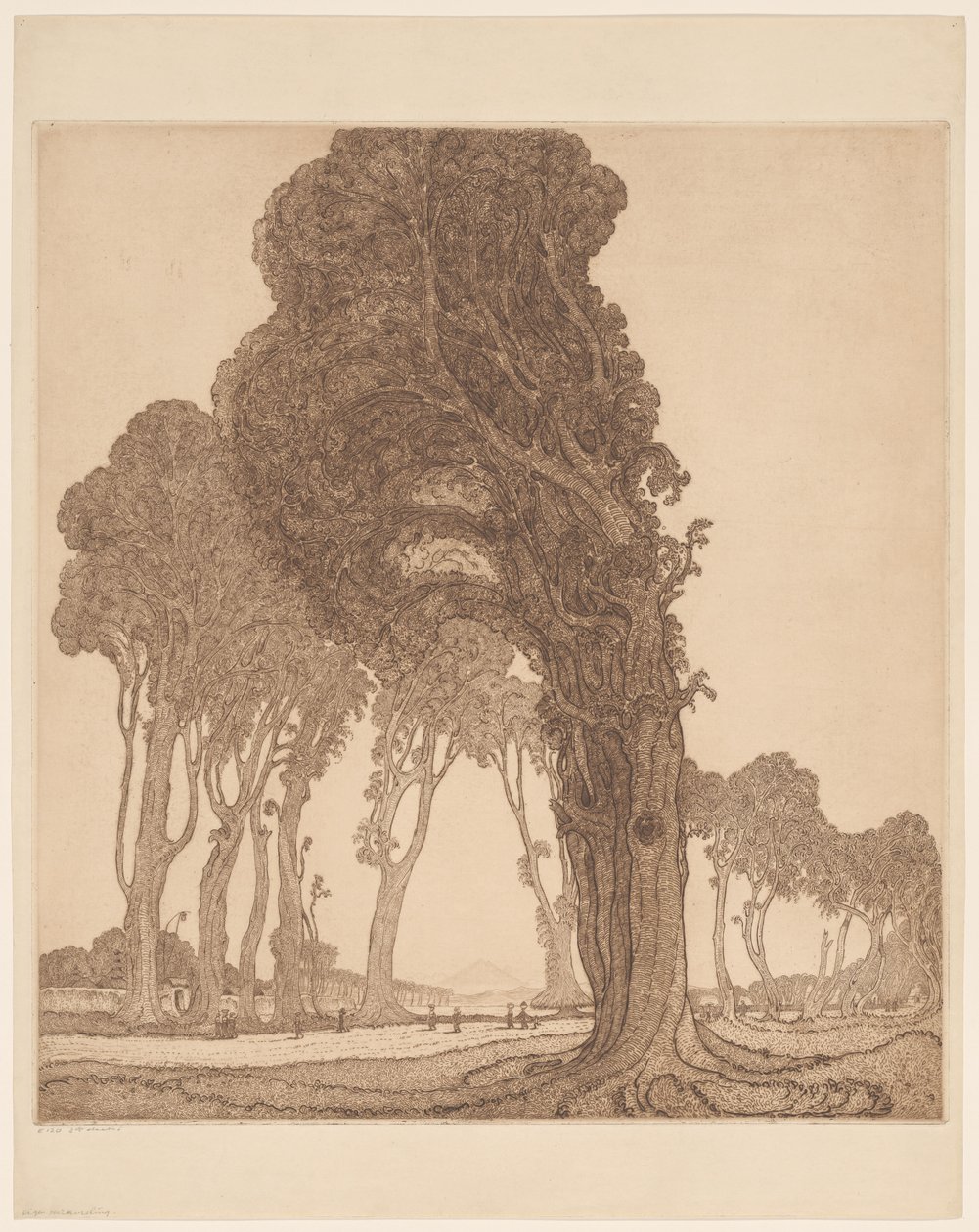 En del af hovedvejen ved dessa Cakranegara (Tjakranegara) på Lombok The Great Road (original titel) af Wijnand Otto Jan Nieuwenkamp